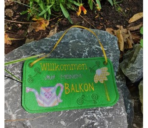 Stickserie ITH - Balkon Schilder inkl. Wimpel "Balkon"